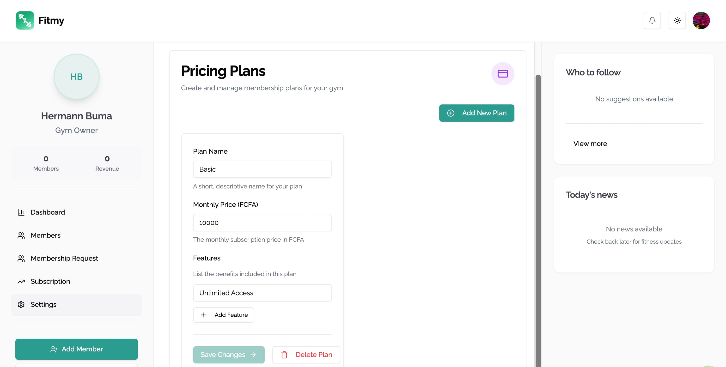 Gym Pricing Management